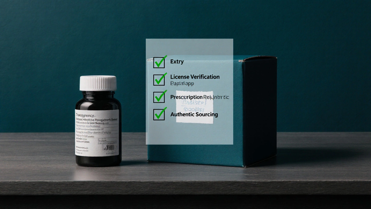 Delivery box and medicine bottle with batch info, overlaid by a checklist with check marks.