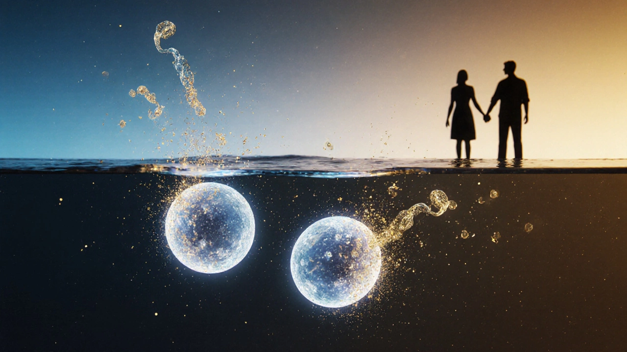 Fertility cells powered by CoQ10, representing improved egg and sperm health with supplementation.