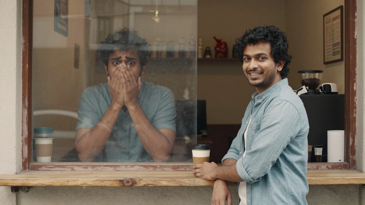 Someone confidently ordering coffee, overcoming social anxiety through exposure.