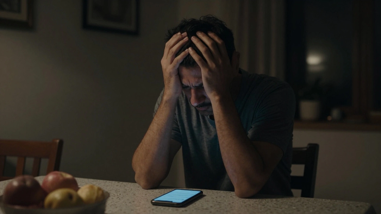 Adult sitting alone in shadow, holding head in hands, depicting ADHD shame and burnout