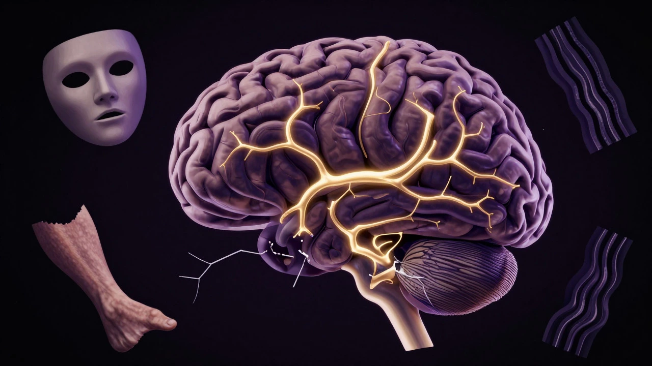 Abstract brain illustration showing broken neural connections