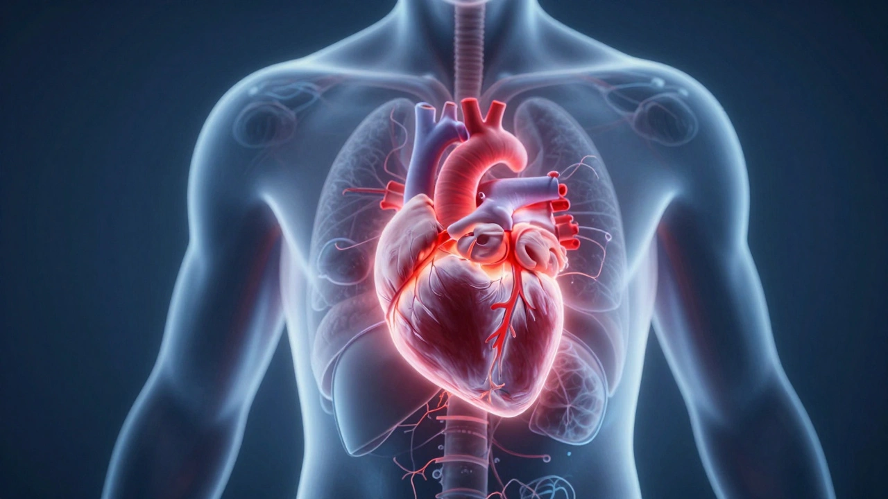Conceptual art of heart transplant and systemic stress