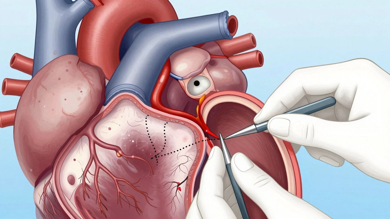 Illustration of complex aortic root repair procedure