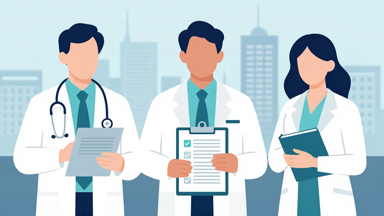 Illustration of psychiatrists, psychologists, and counselors