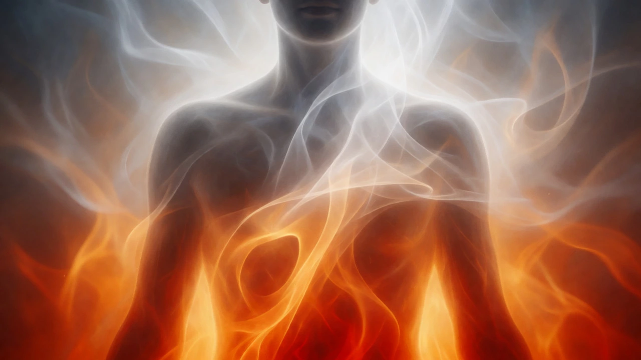 Abstract visualization of Pitta and Vata dosha imbalance