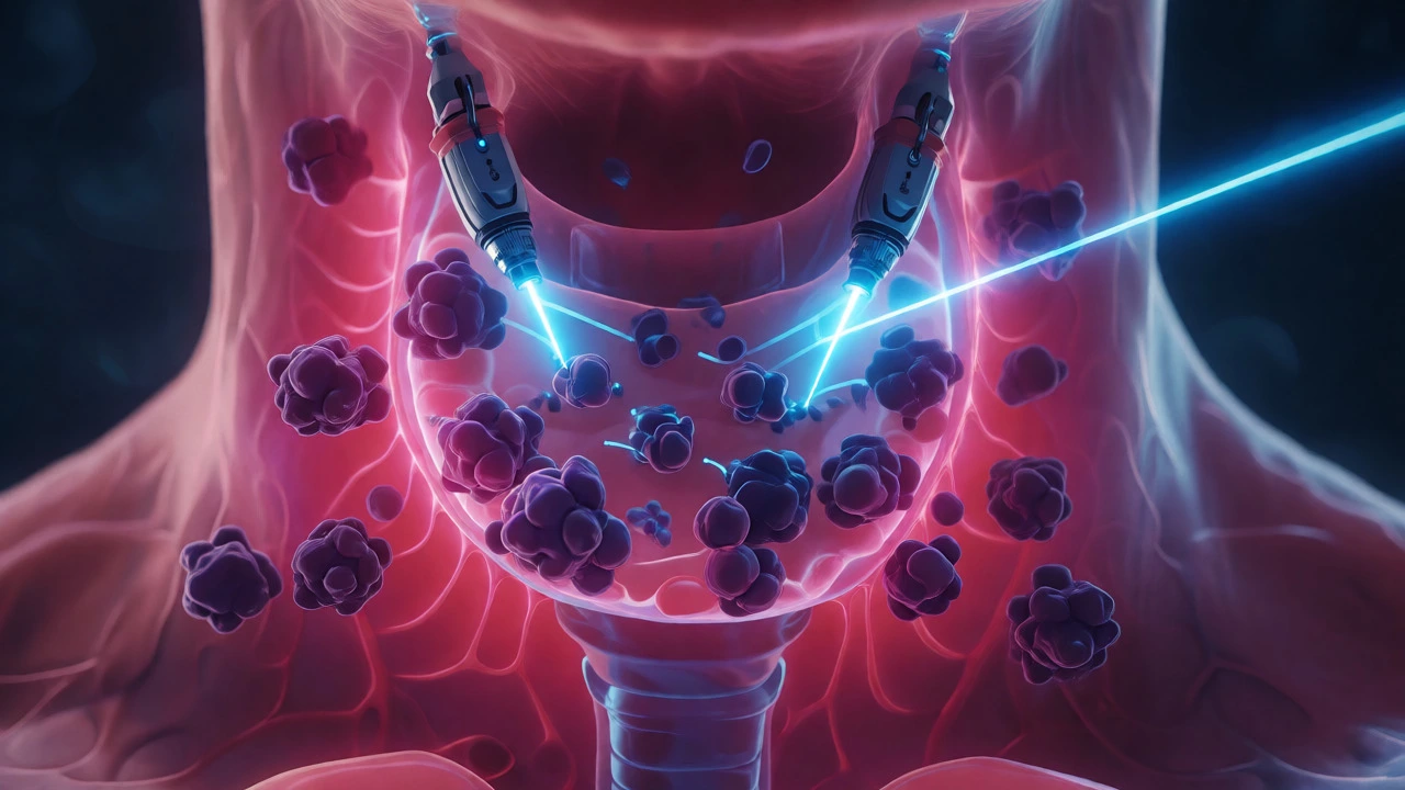 Conceptual art of targeted therapy attacking cancer cells