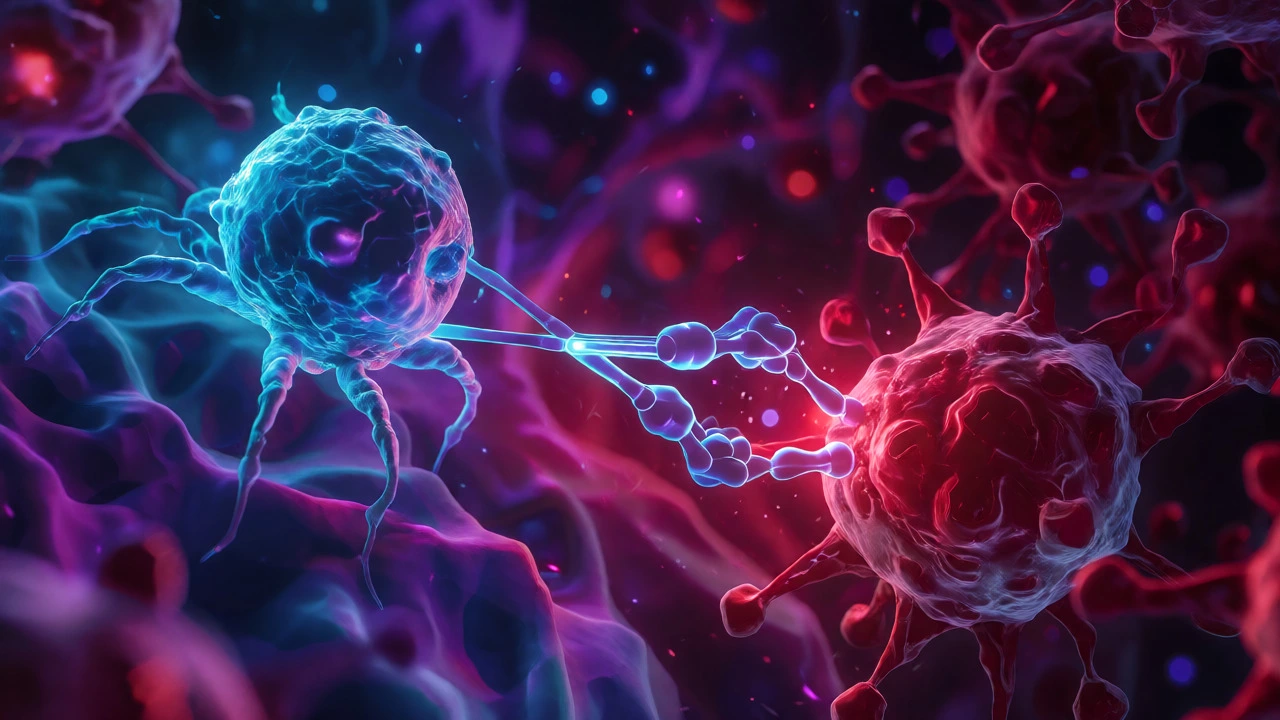Digital art of immune cells targeting cancer with precision therapy