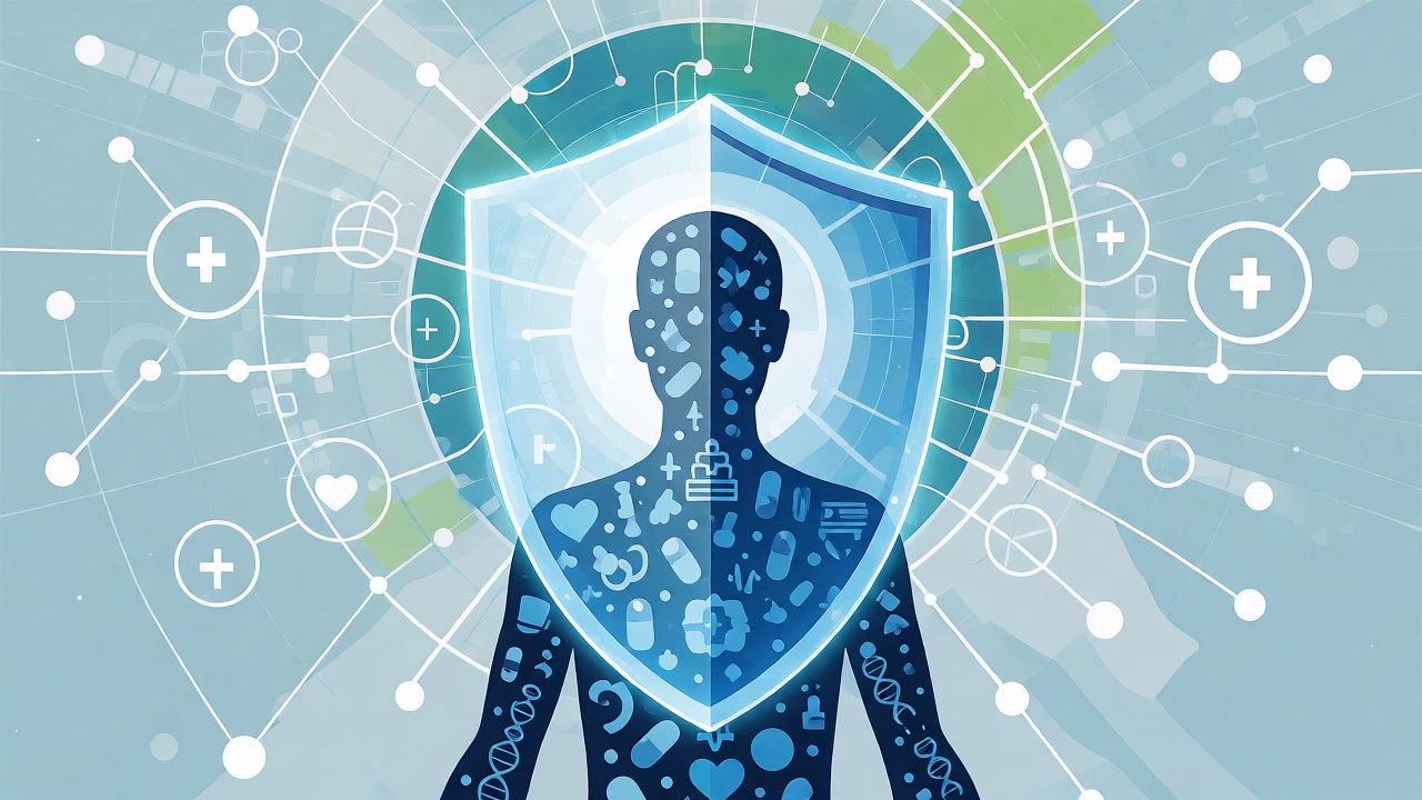 Digital illustration of secure medical data protection